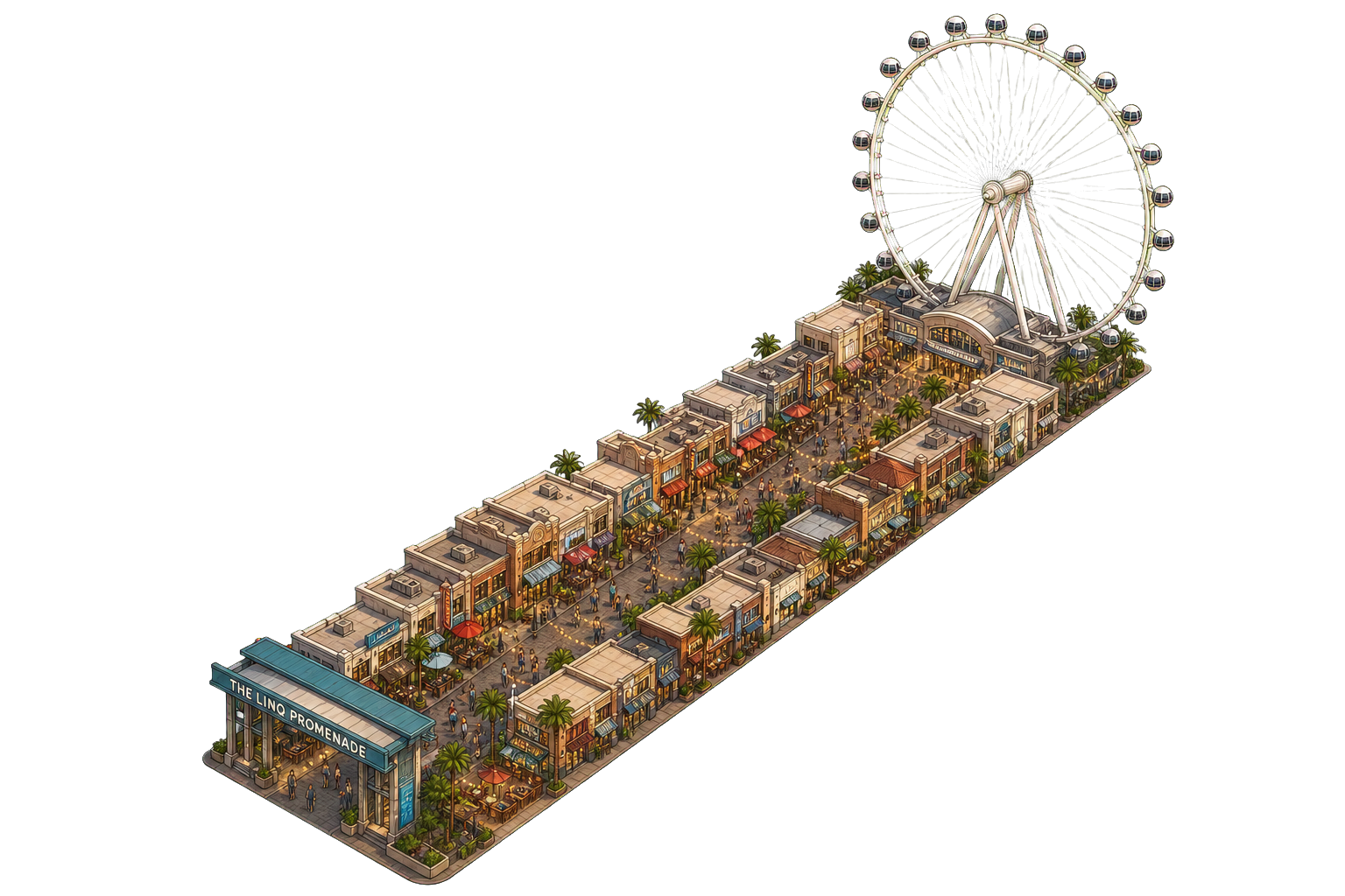 Illustration of LINQ Promenade & High Roller